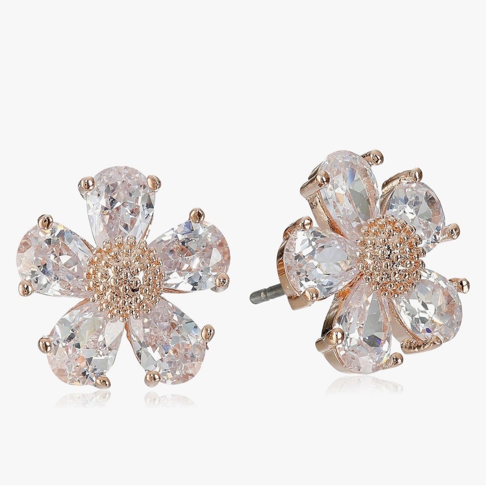 Betsey Johnson Crystal Flower Stud Earrings